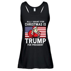 All I Want For Christmas Is Trump For President Trump Back Ladies Essential Flowy Tank