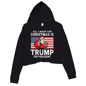 All I Want For Christmas Is Trump For President Trump Back Crop Fleece Hoodie