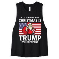 All I Want For Christmas Is Trump For President Trump Back Women's Racerback Cropped Tank