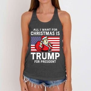 All I Want For Christmas Is Trump For President Trump Back Women's Knotted Racerback Tank