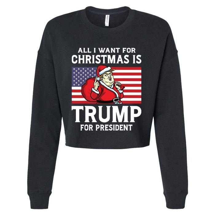 All I Want For Christmas Is Trump For President Trump Back Cropped Pullover Crew