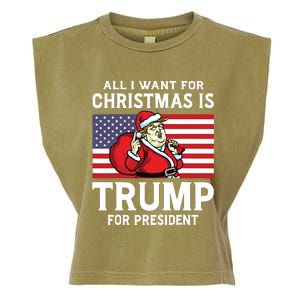 All I Want For Christmas Is Trump For President Trump Back Garment-Dyed Women's Muscle Tee