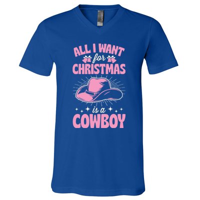 All I Want For Christmas Is A Cow Funny Cute Horse Gift V-Neck T-Shirt