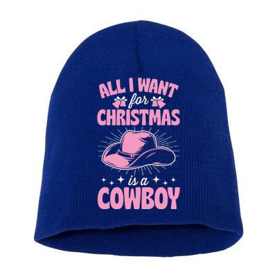 All I Want For Christmas Is A Cow Funny Cute Horse Gift Short Acrylic Beanie