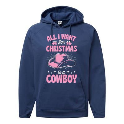 All I Want For Christmas Is A Cow Funny Cute Horse Gift Performance Fleece Hoodie