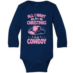 All I Want For Christmas Is A Cow Funny Cute Horse Gift Baby Long Sleeve Bodysuit