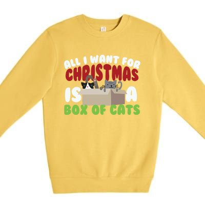 All I Want For Christmas Is A Box Of Cats Gift Premium Crewneck Sweatshirt