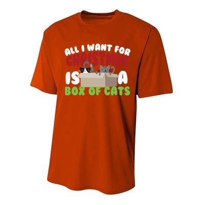 All I Want For Christmas Is A Box Of Cats Gift Performance Sprint T-Shirt