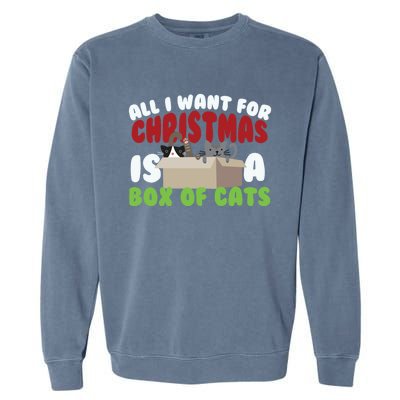 All I Want For Christmas Is A Box Of Cats Gift Garment-Dyed Sweatshirt