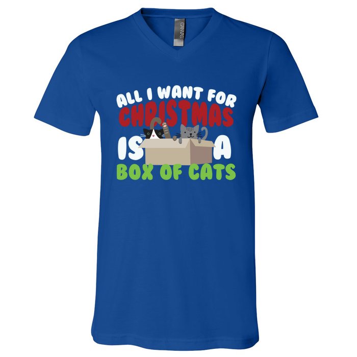 All I Want For Christmas Is A Box Of Cats Gift V-Neck T-Shirt