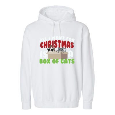 All I Want For Christmas Is A Box Of Cats Gift Garment-Dyed Fleece Hoodie