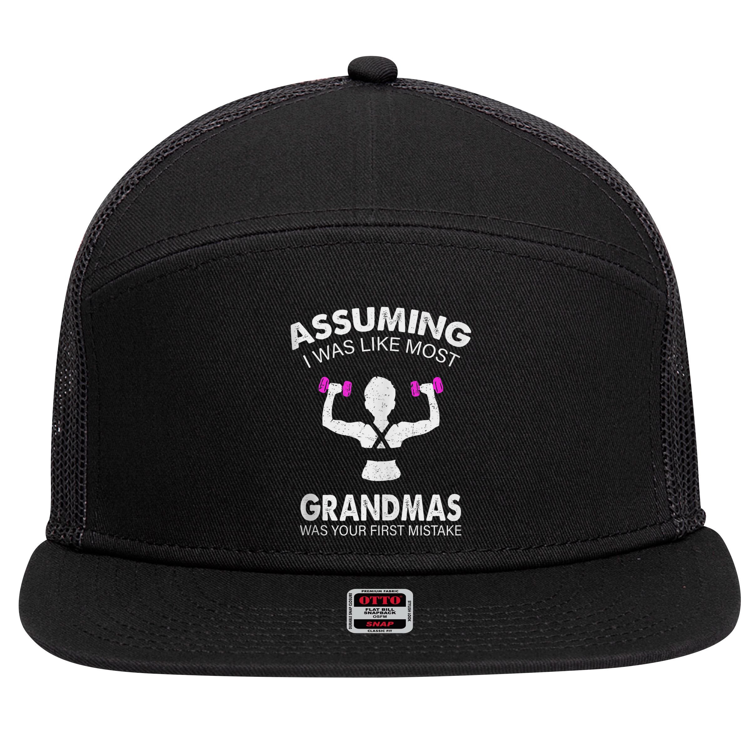 Assuming I Was Like Most Grandmas Workout Fitness Grandma 7 Panel Mesh Trucker Snapback Hat
