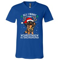 All I Want For Christmas Is More Dog Dachshund Christmas Funny Gift V-Neck T-Shirt