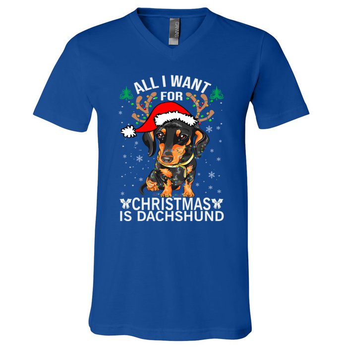 All I Want For Christmas Is More Dog Dachshund Christmas Funny Gift V-Neck T-Shirt