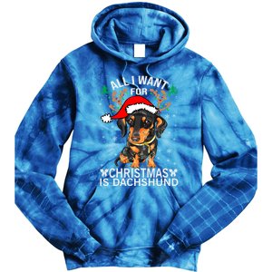 All I Want For Christmas Is More Dog Dachshund Christmas Funny Gift Tie Dye Hoodie