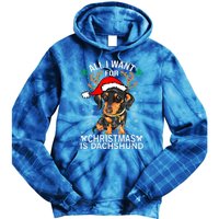 All I Want For Christmas Is More Dog Dachshund Christmas Funny Gift Tie Dye Hoodie