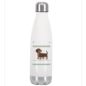 All I Want For Christmas Is A Dachshund Dog Ugly Xmas Gift Stainless Steel Insulated Water Bottle