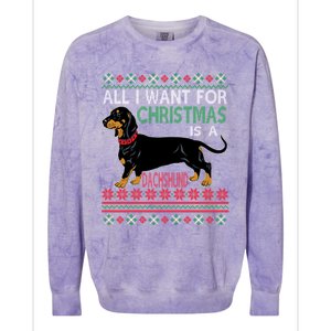 All I Want For Christmas Is A Dachshund Gift Colorblast Crewneck Sweatshirt