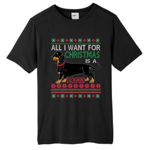 All I Want For Christmas Is A Dachshund Gift Tall Fusion ChromaSoft Performance T-Shirt