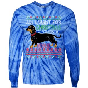 All I Want For Christmas Is A Dachshund Gift Tie-Dye Long Sleeve Shirt