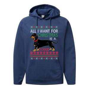 All I Want For Christmas Is A Dachshund Gift Performance Fleece Hoodie