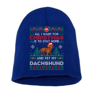 All I Want Is To Stay Home And Pet My Dachshund Christmas Great Gift Short Acrylic Beanie