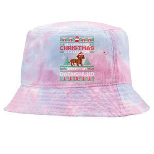 All I Want Is To Stay Home And Pet My Dachshund Christmas Great Gift Tie-Dyed Bucket Hat