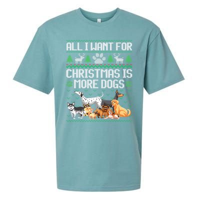 All I Want For Christmas Is More Dogs Ugly Xmas Sweater Gift Sueded Cloud Jersey T-Shirt