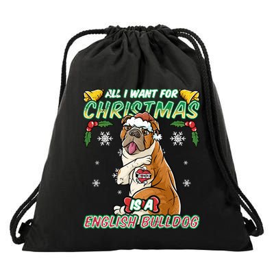 All I Want For Christmas Is A English Bulldog Santa Claus Meaningful Gift Drawstring Bag