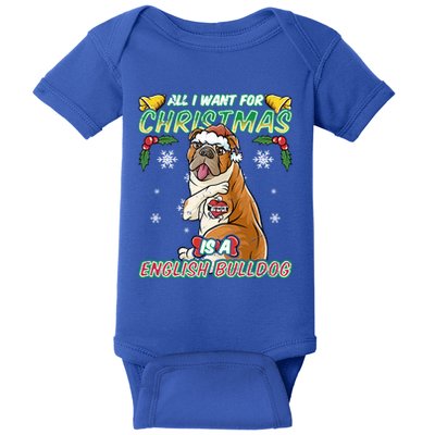 All I Want For Christmas Is A English Bulldog Santa Claus Meaningful Gift Baby Bodysuit