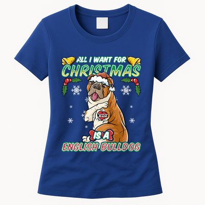 All I Want For Christmas Is A English Bulldog Santa Claus Meaningful Gift Womens T-Shirt