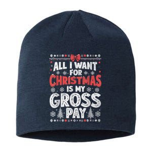 All I Want For Christmas Is My Gross Pay Funny Holiday Joke Sustainable Beanie