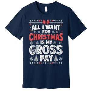 All I Want For Christmas Is My Gross Pay Funny Holiday Joke Premium T-Shirt