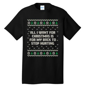 All I Want Is My Back To Stop Hurting Funny Christmas Long Sleeve Tall T-Shirt