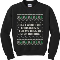 All I Want Is My Back To Stop Hurting Funny Christmas Long Sleeve Kids Sweatshirt