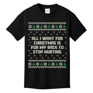 All I Want Is My Back To Stop Hurting Funny Christmas Long Sleeve Kids T-Shirt