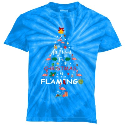 All I Want For Christmas Is Flamingo Funny Flamingo Lovers Gift Kids Tie-Dye T-Shirt