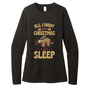 All I Want For Christmas Is Sleep Funny Cute Sloth Lover Nap Gift Womens CVC Long Sleeve Shirt