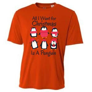 All I Want For Christmas Is A Penguin Xmas Funny Animal Cool Gift Cooling Performance Crew T-Shirt