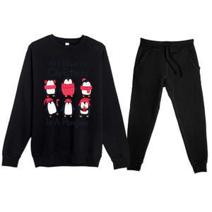 All I Want For Christmas Is A Penguin Xmas Funny Animal Cool Gift Premium Crewneck Sweatsuit Set