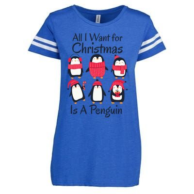 All I Want For Christmas Is A Penguin Xmas Funny Animal Cool Gift Enza Ladies Jersey Football T-Shirt