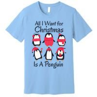 All I Want For Christmas Is A Penguin Xmas Funny Animal Cool Gift Premium T-Shirt