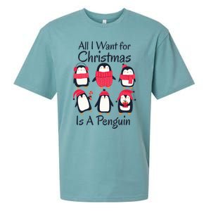 All I Want For Christmas Is A Penguin Xmas Funny Animal Cool Gift Sueded Cloud Jersey T-Shirt