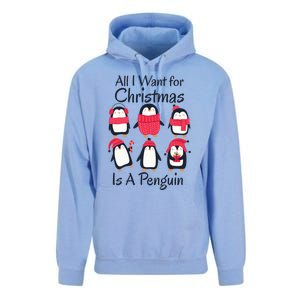 All I Want For Christmas Is A Penguin Xmas Funny Animal Cool Gift Unisex Surf Hoodie