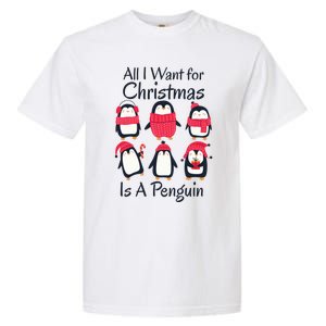 All I Want For Christmas Is A Penguin Xmas Funny Animal Cool Gift Garment-Dyed Heavyweight T-Shirt