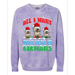 All I Want This Year Is Bir Cat Wearing Christmas Hat Cute Gift Colorblast Crewneck Sweatshirt