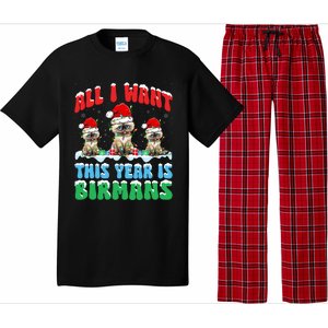 All I Want This Year Is Bir Cat Wearing Christmas Hat Cute Gift Pajama Set