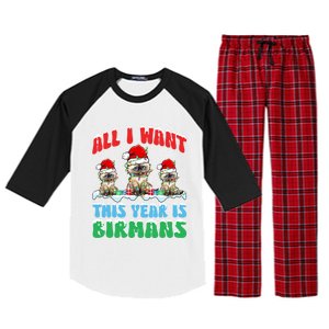 All I Want This Year Is Bir Cat Wearing Christmas Hat Cute Gift Raglan Sleeve Pajama Set