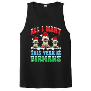 All I Want This Year Is Bir Cat Wearing Christmas Hat Cute Gift PosiCharge Competitor Tank