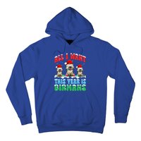 All I Want This Year Is Bir Cat Wearing Christmas Hat Cute Gift Hoodie